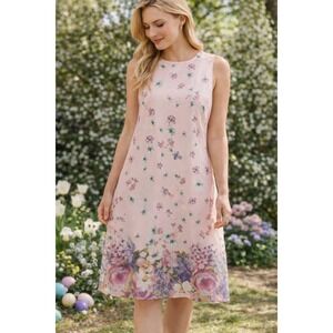 Calvin Klein Pink Floral Dress 12‎ Spring Easter Church Pastel Garden Party